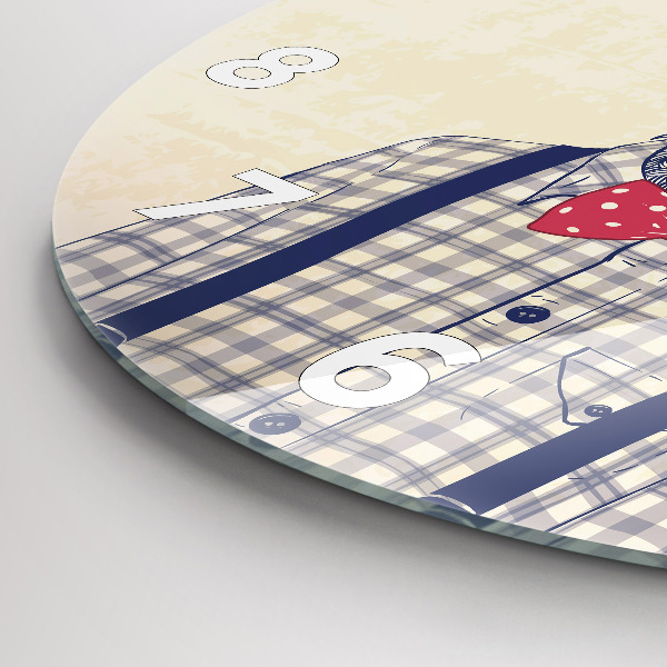 Round glass clock Deer in a shirt