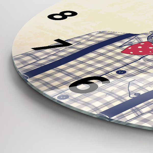 Round glass clock Deer in a shirt