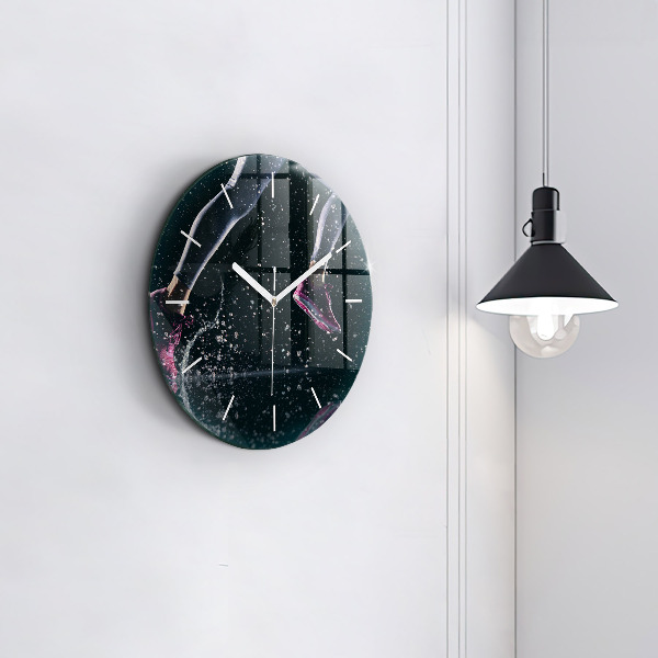 Round glass clock Healthy lifestyle - running