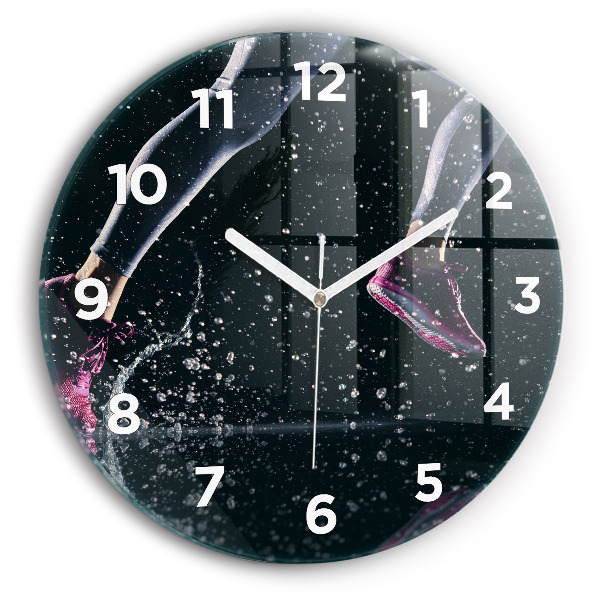 Round glass clock Healthy lifestyle - running