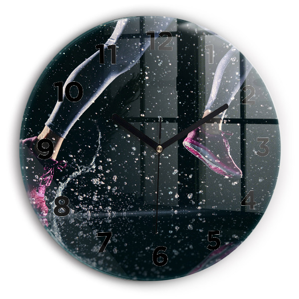 Round glass clock Healthy lifestyle - running