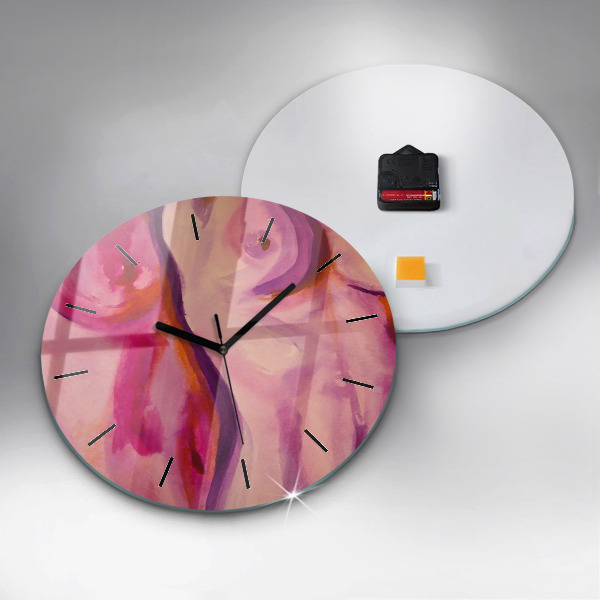 Round glass clock Painting Women
