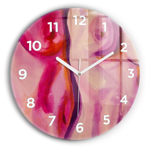 Round glass clock Painting Women