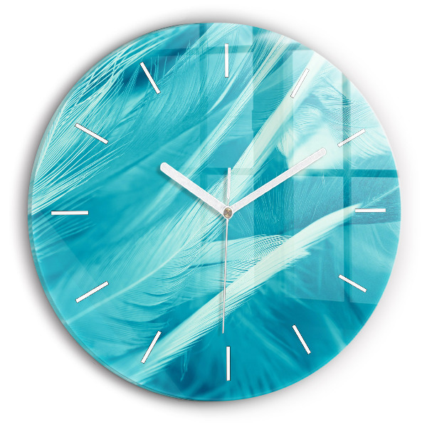 Round glass clock Green turquoise vintage