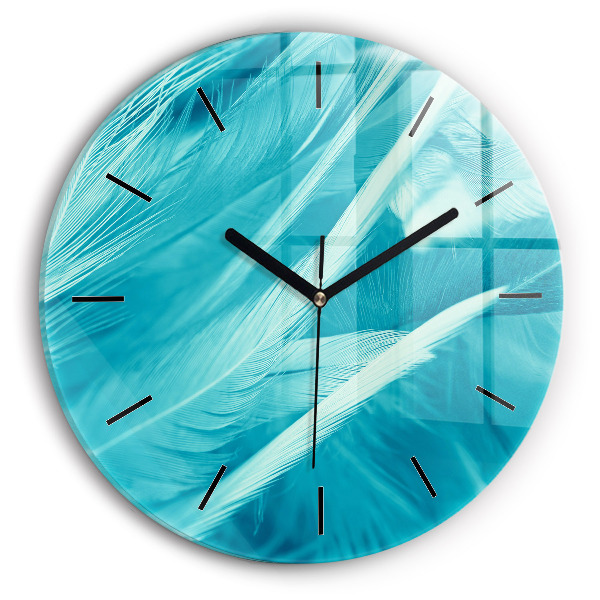 Round glass clock Green turquoise vintage