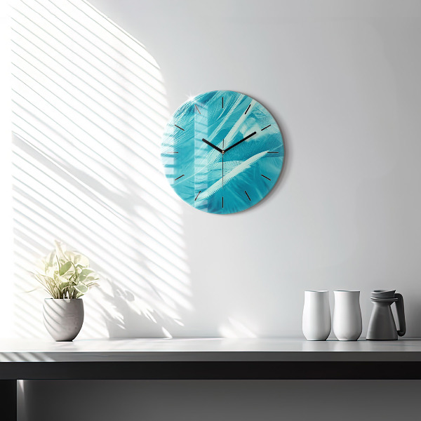Round glass clock Green turquoise vintage