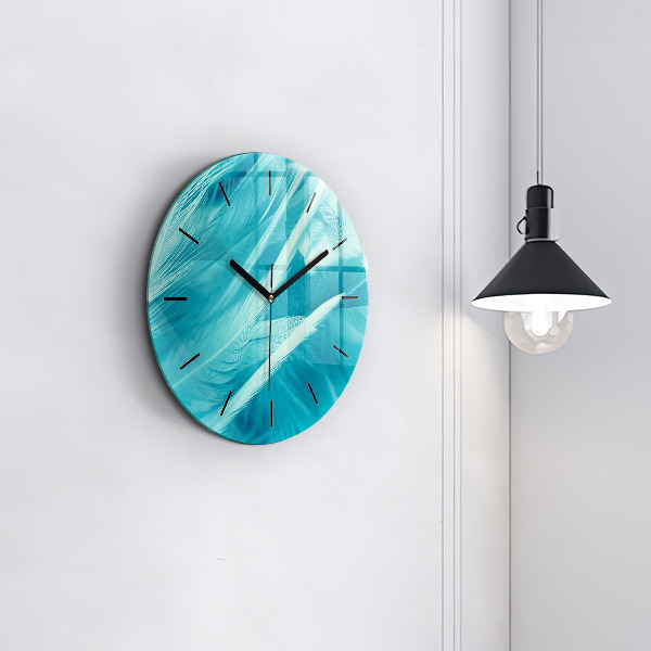 Round glass clock Green turquoise vintage