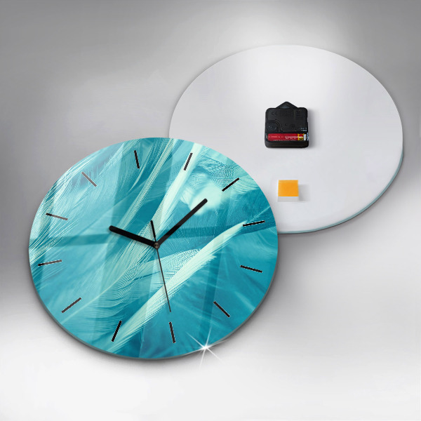 Round glass clock Green turquoise vintage