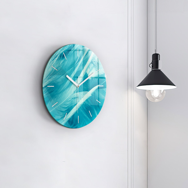 Round glass clock Green turquoise vintage