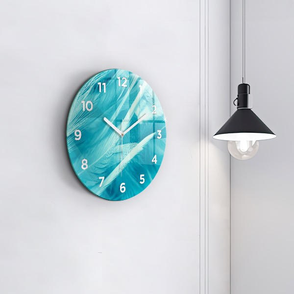 Round glass clock Green turquoise vintage