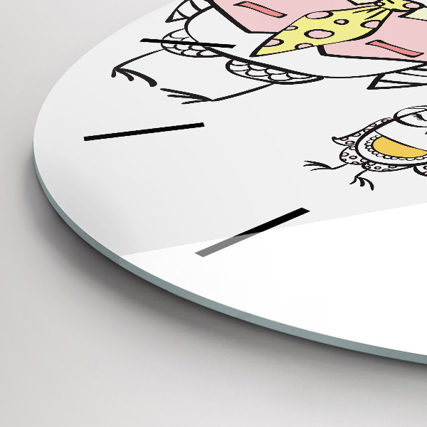 Round glass clock Vintage Owl Poster