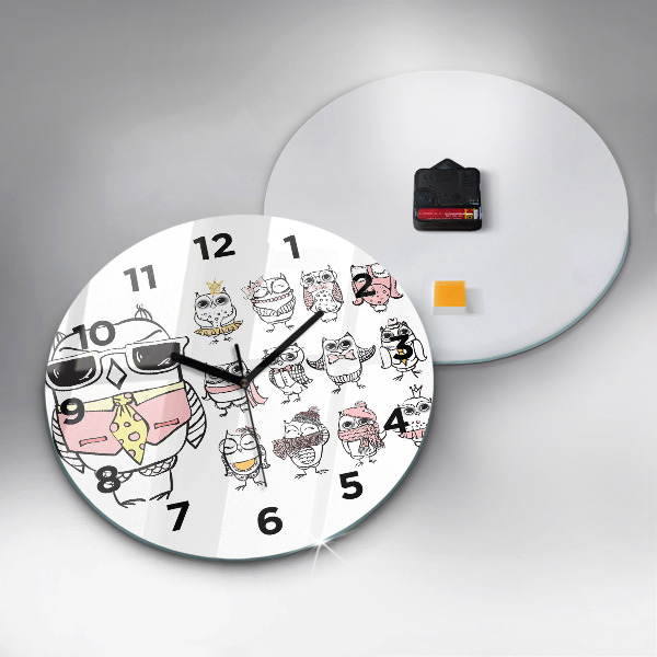 Round glass clock Vintage Owl Poster