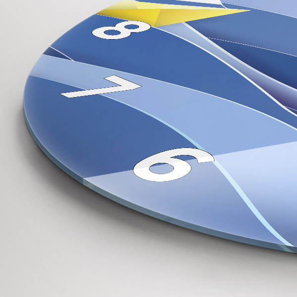 Round glass clock Origami colorful sailboats