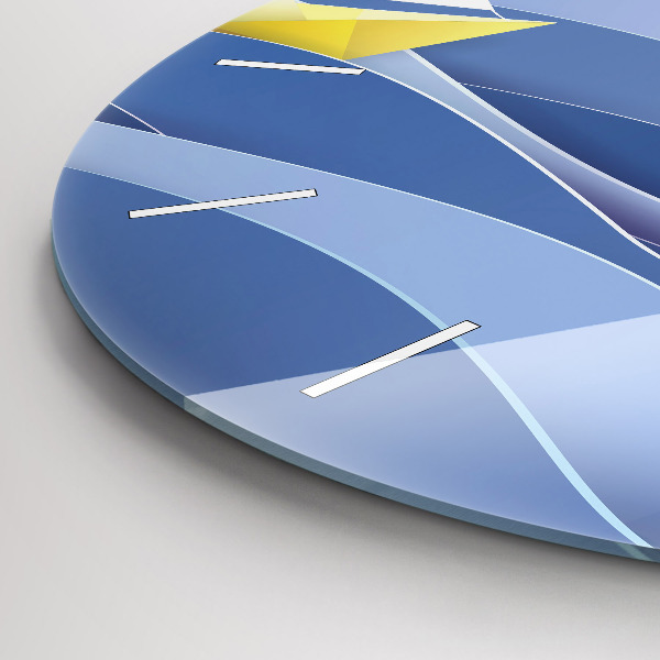 Round glass clock Origami colorful sailboats