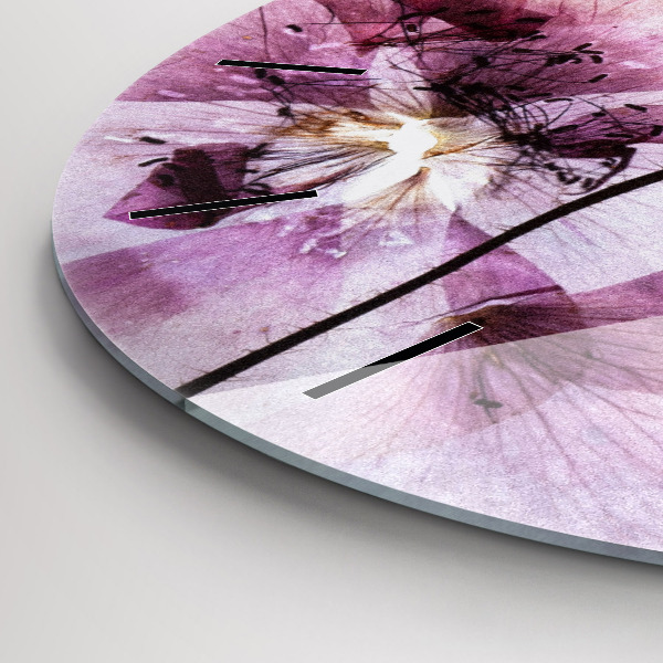 Round glass clock Dry poppy flowers