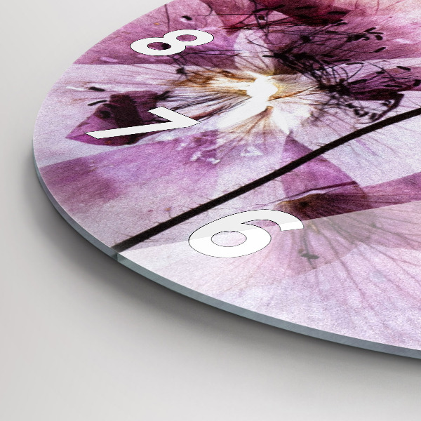 Round glass clock Dry poppy flowers