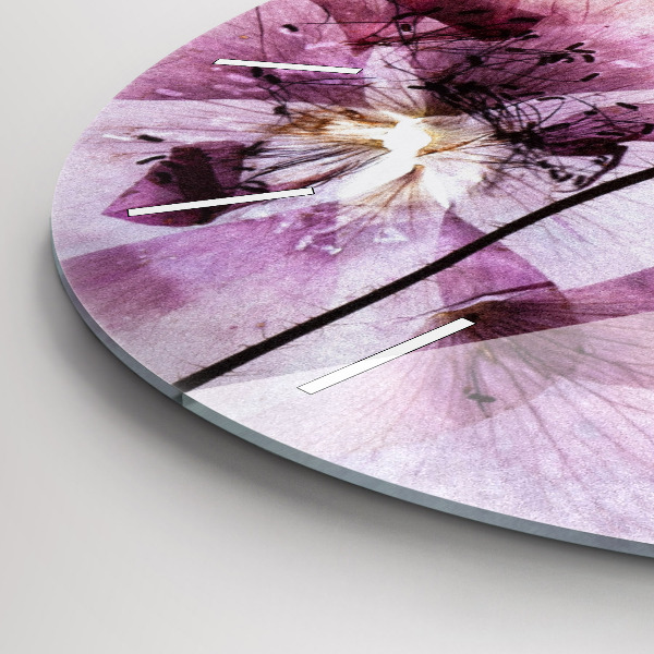 Round glass clock Dry poppy flowers