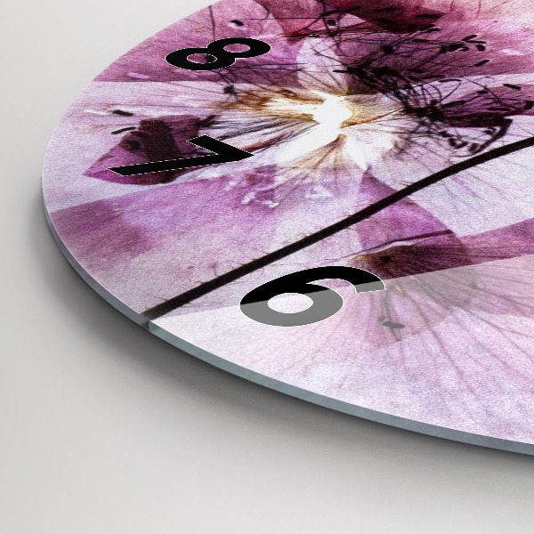 Round glass clock Dry poppy flowers
