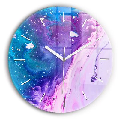Round glass clock Colorful background