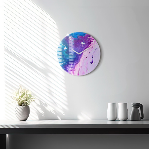 Round glass clock Colorful background