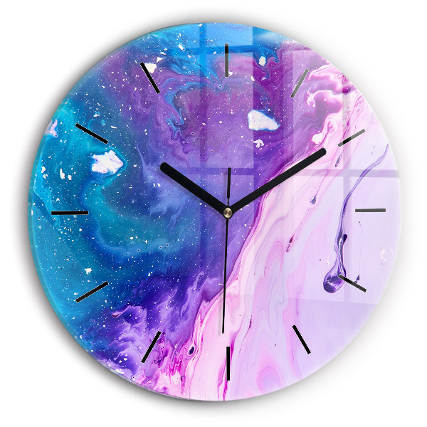 Round glass clock Colorful background