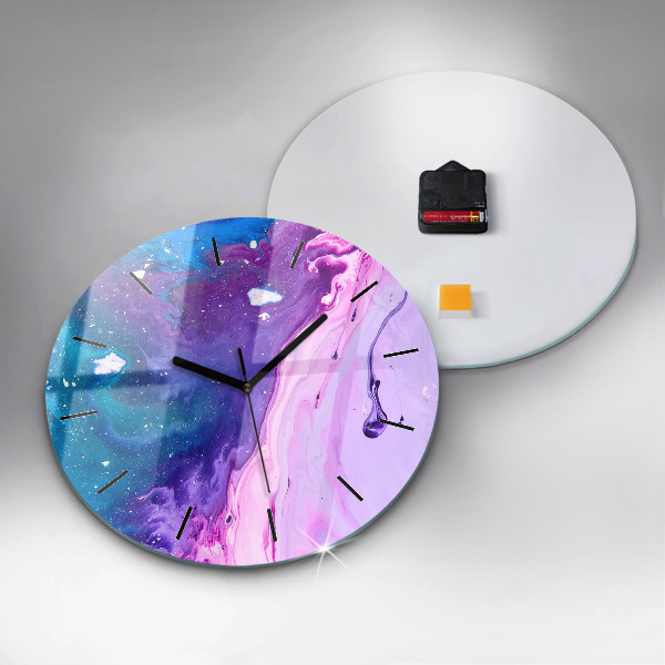 Round glass clock Colorful background