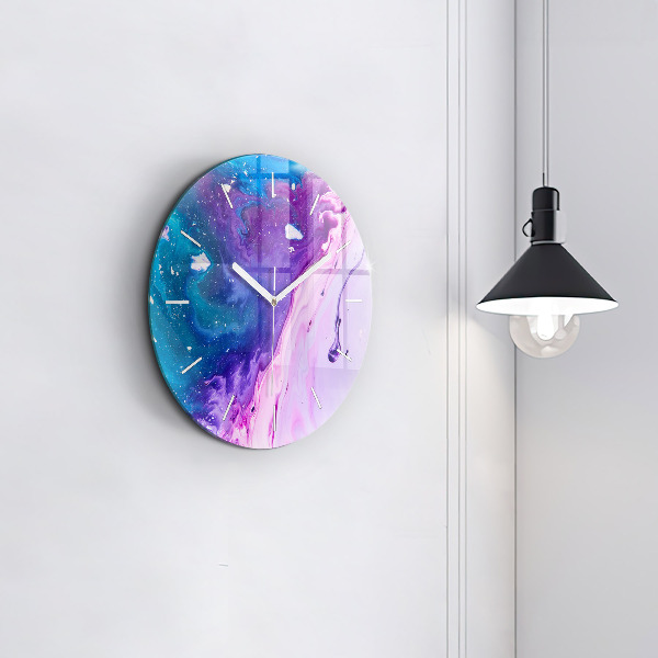 Round glass clock Colorful background
