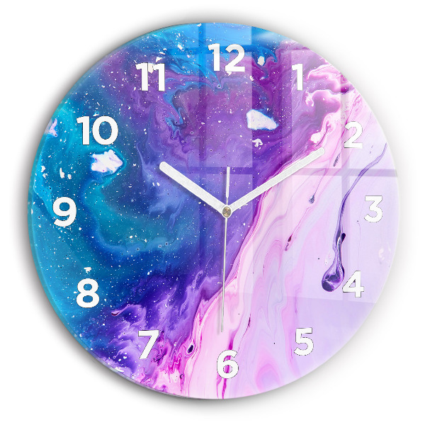 Round glass clock Colorful background