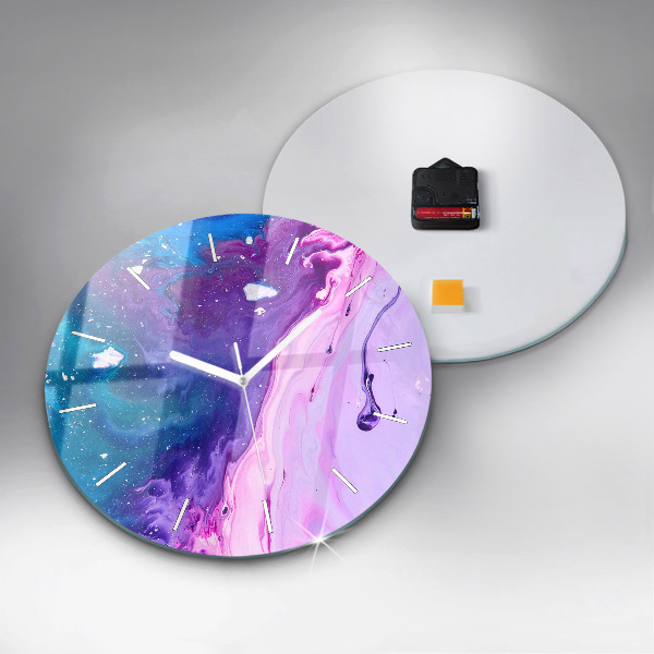 Round glass clock Colorful background