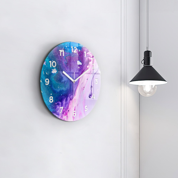 Round glass clock Colorful background