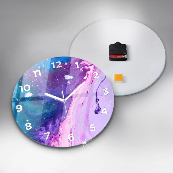 Round glass clock Colorful background