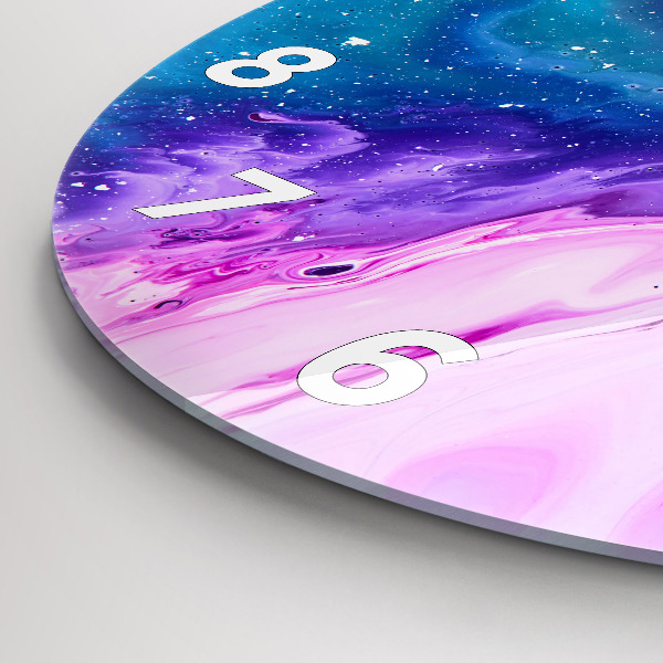 Round glass clock Colorful background
