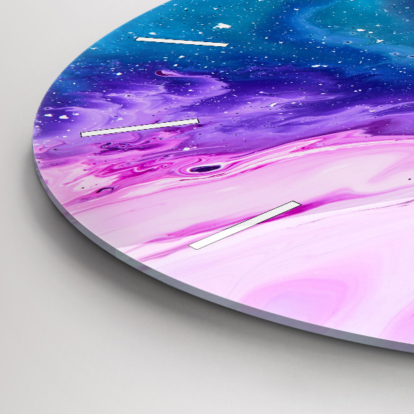 Round glass clock Colorful background