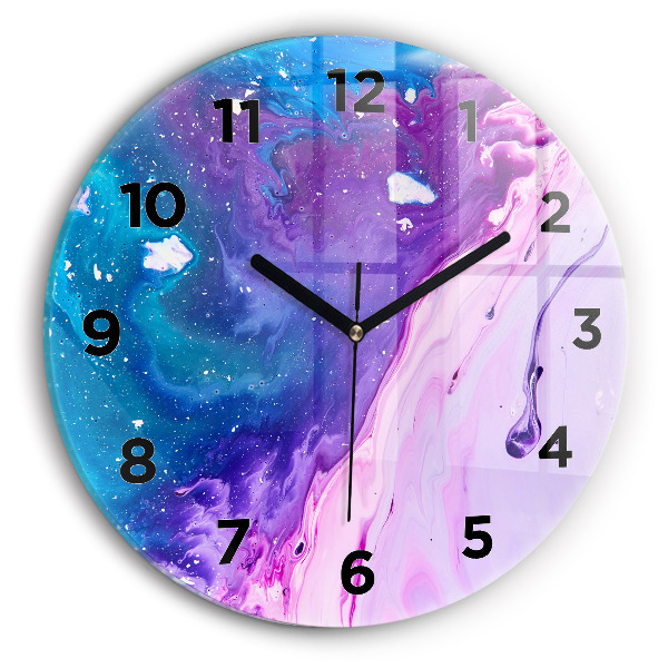 Round glass clock Colorful background