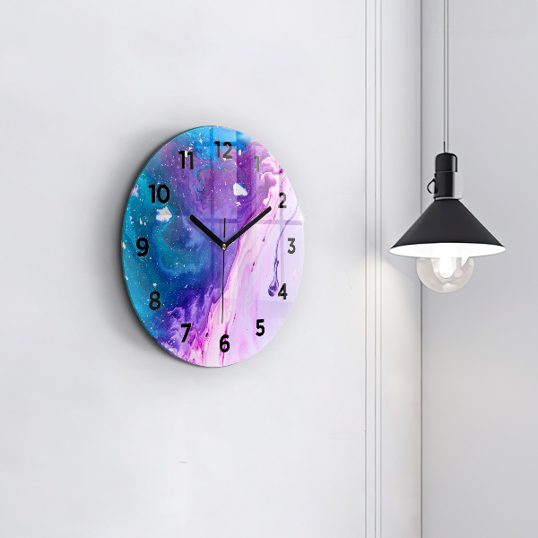 Round glass clock Colorful background