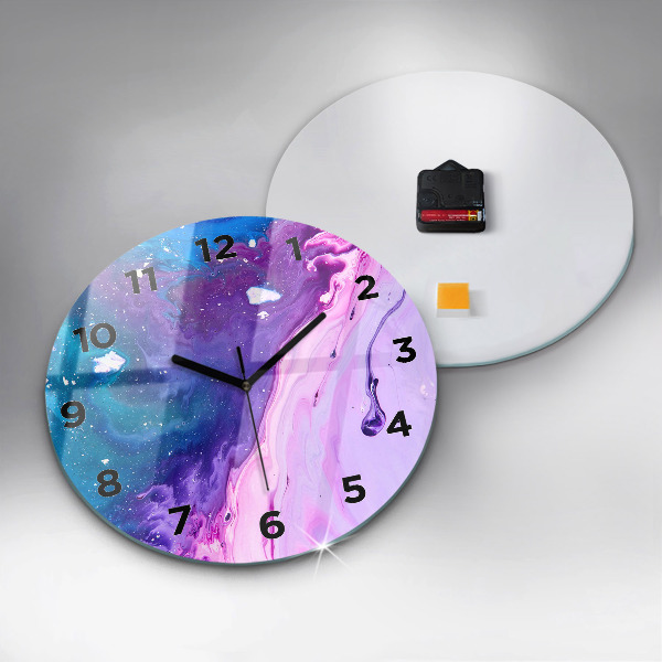Round glass clock Colorful background