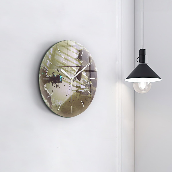 Round glass clock Robot vs Samurai Fight