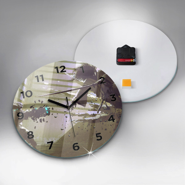Round glass clock Robot vs Samurai Fight