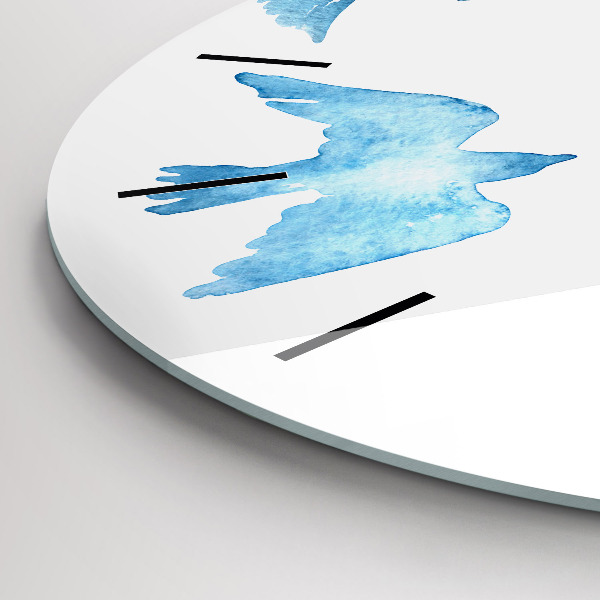 Round glass clock Flying blue birds