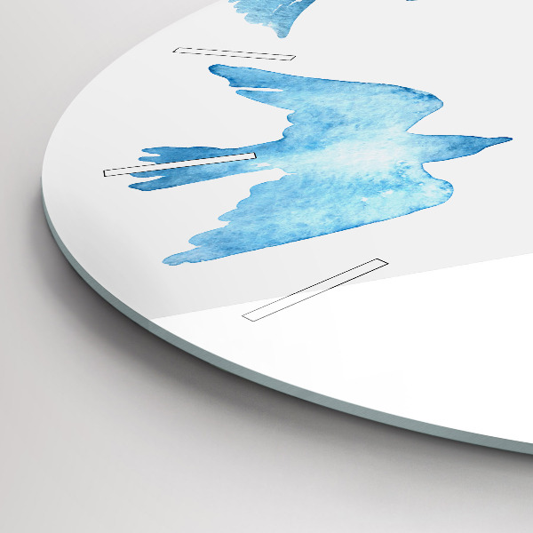 Round glass clock Flying blue birds