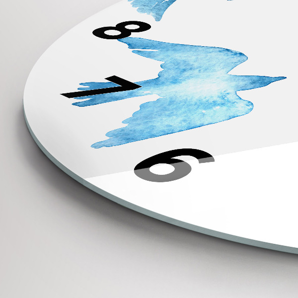 Round glass clock Flying blue birds