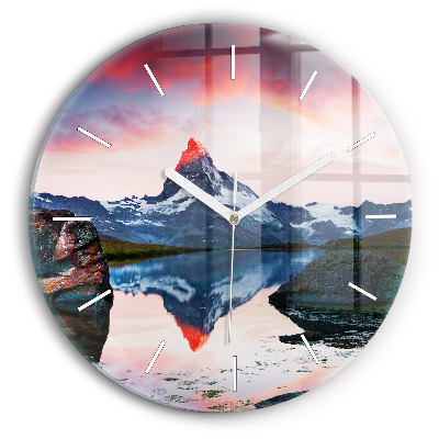 Round glass clock Stellisee Matterhorn lake