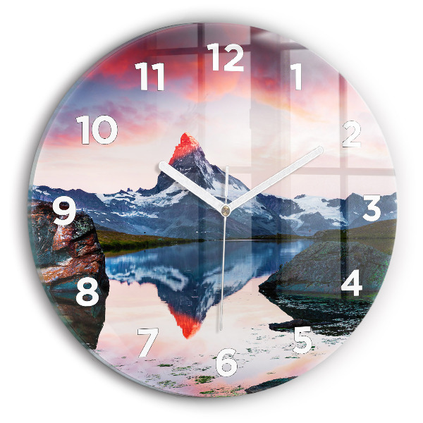 Round glass clock Stellisee Matterhorn lake