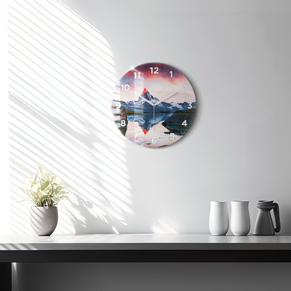 Round glass clock Stellisee Matterhorn lake