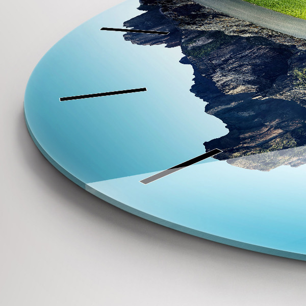 Round glass clock Flying Island