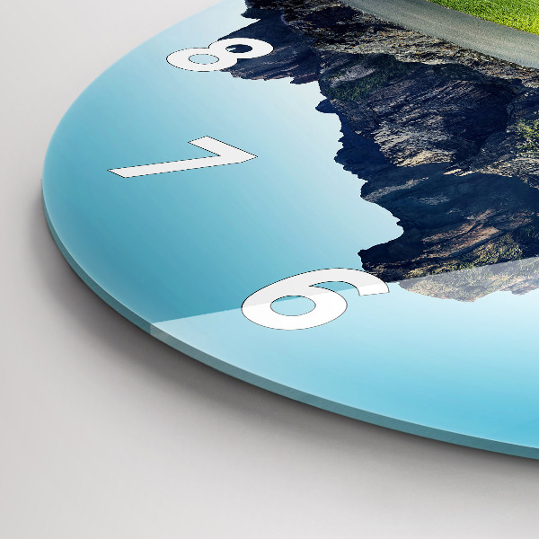 Round glass clock Flying Island