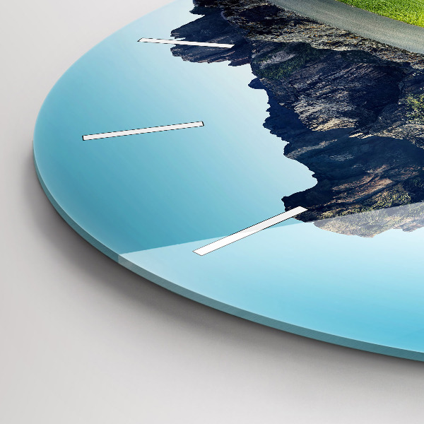 Round glass clock Flying Island