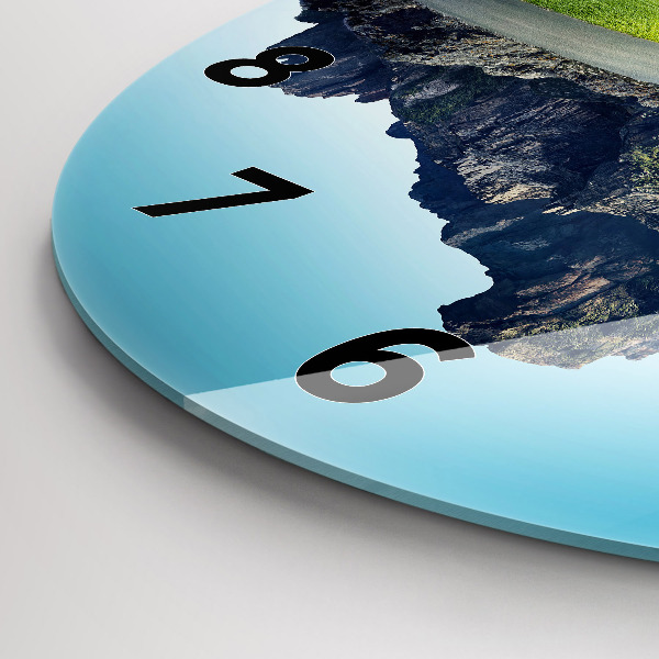 Round glass clock Flying Island