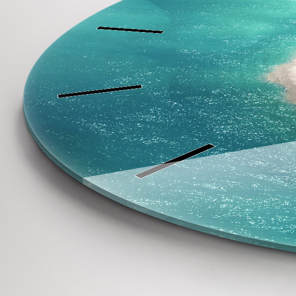 Round glass clock Heart Island