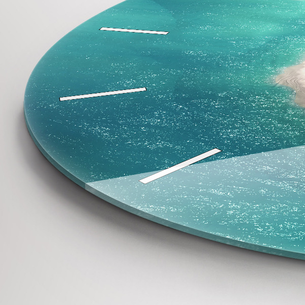 Round glass clock Heart Island